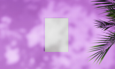 Topview with colorful background snd tree stand or podium on advertising display with blank backdrops. 3D rendering.