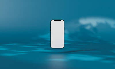 Screen Mock up with shadow color wall background,copy space. 3D rendering.