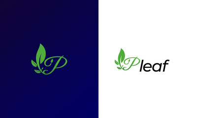 P monogram logotype for  leaf inspiration