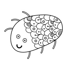 Cute spider in zentangle style coloring page. Funny insect character print for coloring book in US Letter format. Vector illustration