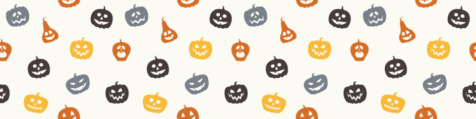 Halloween banner with funny pumpkins. Wallpaper. Vector