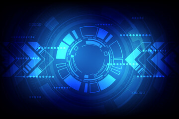 Vector abstract circle circuit board blue innovation concept. Futuristic hi tech technology background.