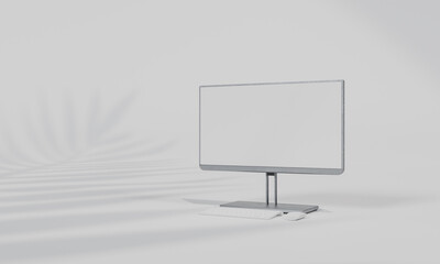 Screen Mock up with shadow color wall background,copy space. 3D rendering.