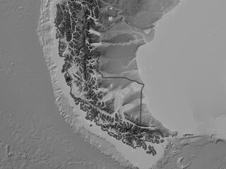 Magallanes y Antartica Chilena, Chile. Grayscale. No legend © Yarr65