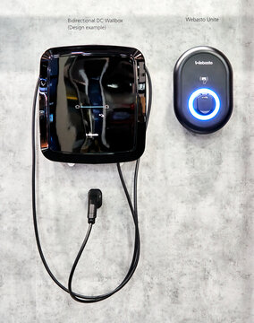 Webasto wallbox for charging the battery of electric vehicles installed on a wall, Hannover, Germany, September 24, 2022
