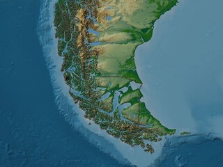 Magallanes y Antartica Chilena, Chile. Physical. No legend © Yarr65
