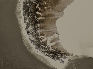 Magallanes y Antartica Chilena, Chile. Sepia. No legend © Yarr65
