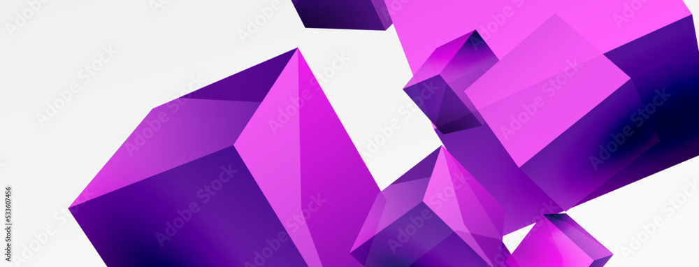 Poster 3d cubes vector abstract background. composition of 3d square shaped basic geometric elements. trend