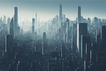 Misty morning in the city illustration