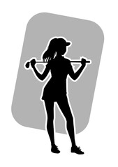 vector silhouette female professional golfer playing golf