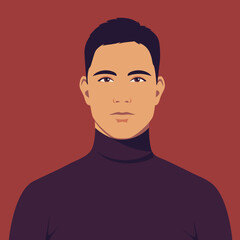 Portrait of young man. Avatar of guy for social networks. Abstract male portrait, full face. Stock vector isolated illustration in flat style.