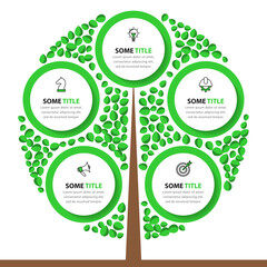 Infographic template. Tree with 5 circles and text
