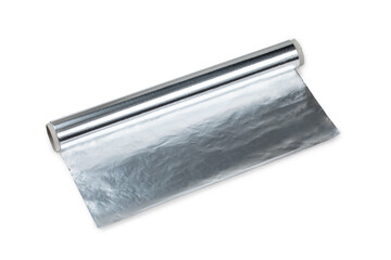 Aluminum foil on a roll, isolated on white background, clipping path, full depth of field. Focus...