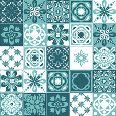 Azulejo spanish style square ornamental tiles, vector illustration for decorating walls and panels in the kitchen and bathroom
