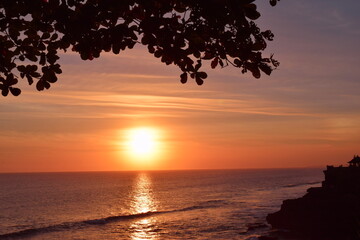 Fototapeta na wymiar Amazing Sunset in Tanah Lot Bali Temple