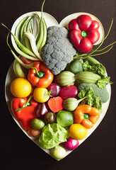 Human Heart made out of fruits and vegetables