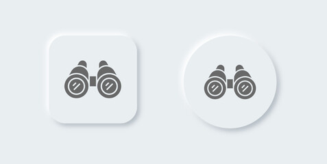 Binoculars solid icon in neomorphic design style. Discovery signs vector illustration.