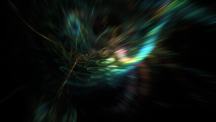 Fototapeta premium Abstract golden and blue lights. Fantastic holiday background. Digital fractal art. 3d rendering.