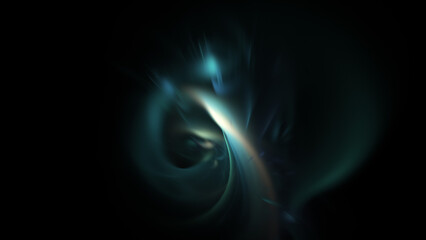 Abstract blue and gold smoky shapes. Fantastic space background. Digital fractal art. 3d rendering.