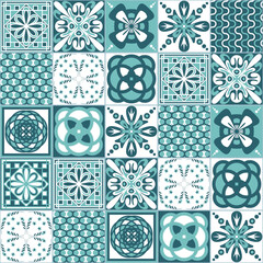 Azulejo talavera ceramic tile spanish portuguese traditional pattern, colorful traditional vector illustration