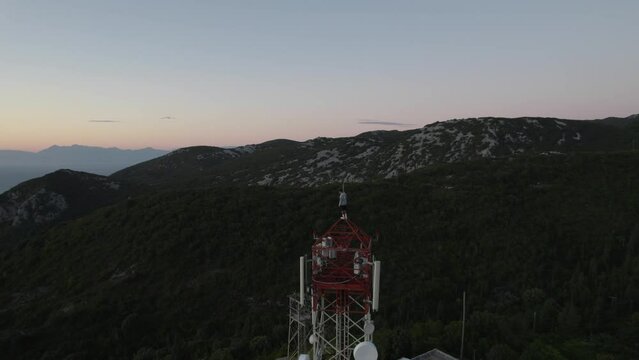 Tower climbing with an incredible view. A dose of adrenaline. Orbit drone video.
