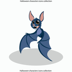 Halloween characters icons collection bats sketch