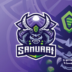 Samurai Skull Mascot Esport Logo Design Illustration For Gaming Club