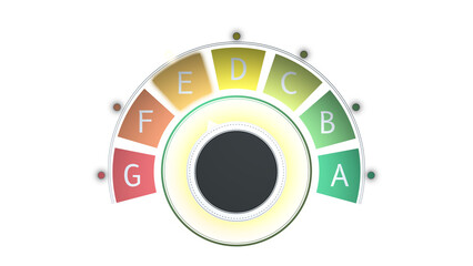 Level of Energy efficiency classes colorful switch. Orange E mode is enabled.