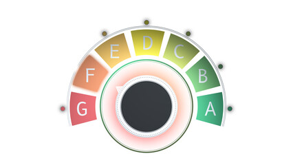 Level of Energy efficiency classes colorful switch. Orange F mode is enabled.