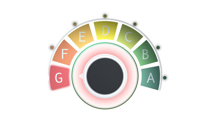 Level of Energy efficiency classes colorful switch. Red G mode is enabled.