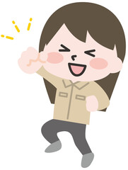 作業着のジャケットを着たスタッフさん 