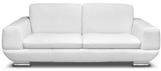 White modern leather sofa isolated