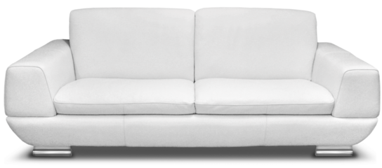 White modern leather sofa isolated