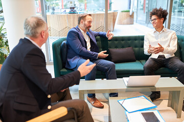 Business people and founders discuss about project