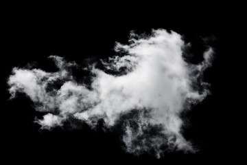 white fluffy clouds isolated on a black background, clipart