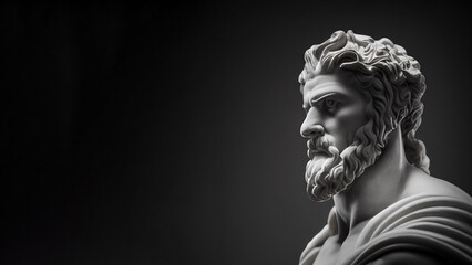 Illustration of a Renaissance marble statue of Heracles. He is the God of strength and heroes, Heracles in Greek mythology, known as Hercules in Roman mythology.