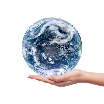 A hand holding the earth. Save the earth concept. Earth day. Elements of this image furnished by NASA