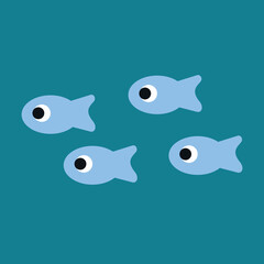 Four fish, illustration, vector, cartoon
