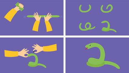 Illustration with instructions for making a plasticine snake