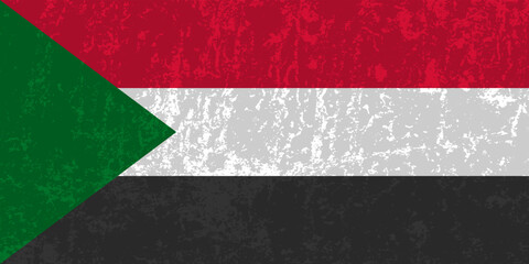 Sudan flag, official colors and proportion. Vector illustration.