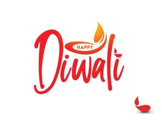 Happy Diwali text design. Abstract vector illustration.