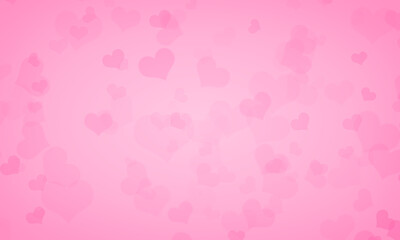 Abstract pink background with hearts bokeh
