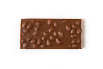 Chocolate bar isolated on white.