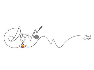 Happy Diwali text design. Abstract vector illustration.