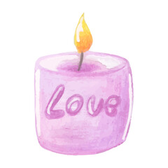 Beautiful pink candle hand-drawn, vector