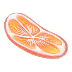 A piece of orange, a slice drawn by hand, vector