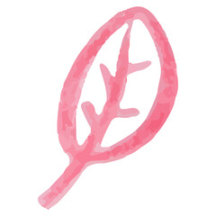 Pink leaf, hand-drawn, vector illustration