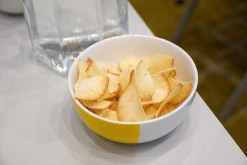 Casava chips in a bowl
