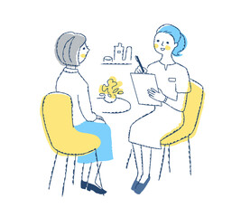 カウンセリングをする女性と女性客