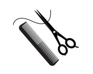 Flat icon scissors and combs isolated on white background. Beauty saloon.